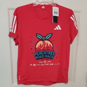 NWT Adidas Red 2025 Peachtree Road Race Tee, Size S